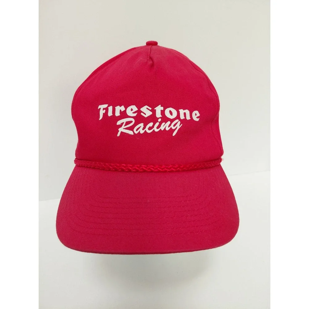 Firestone Racing Vintage Red Rope Snapback Hat American Flag Patch Mens Cap OSFA